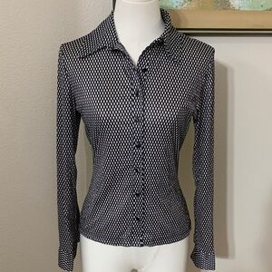 VTG 90s Rampage Black and White Patterned Button Down Top M